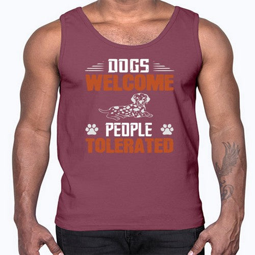 Dogs Welcome People Tolerated Style 207#- dogs- Cotton Tank