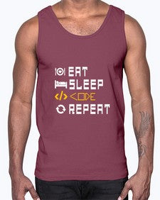 Eat sleep code repeat 49#- computer- Cotton Tank