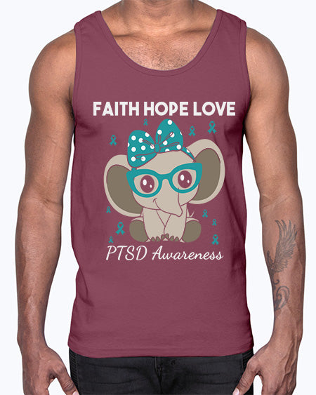 Elephant I Have PTSD Awareness 25#- PTSD- Cotton Tank