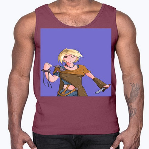 Girl hold knife 12#- anime- Cotton Tank