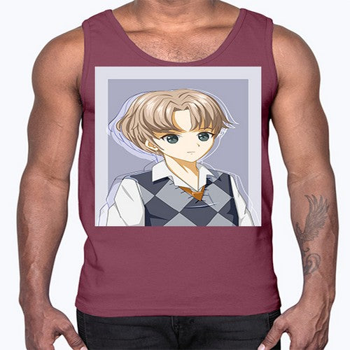 Handsome and cool boy with uniform 34#- anime- Cotton Tank