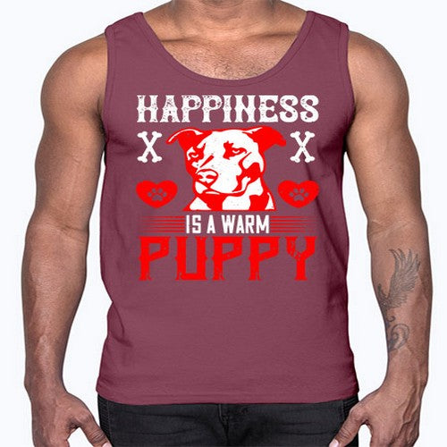 Happiness is a warm puppy Style 201#- dogs- Cotton Tank