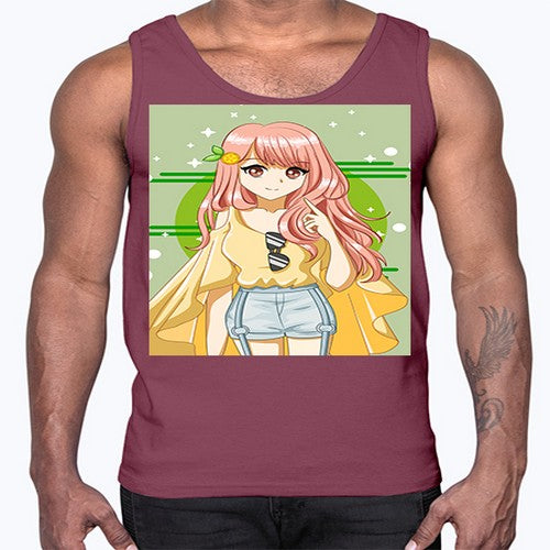 Happy and cute yellow blouse in summer holiday 43#- anime- Cotton Tank