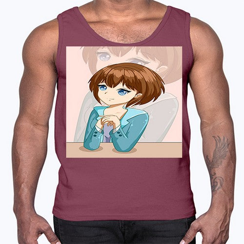 Happy beautiful and elegant girl brown hair 36#- anime- Cotton Tank