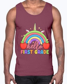 Hello first Grade Unicorn Rainbow 281#- first grade- Cotton Tank
