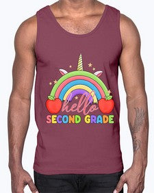 Hello second Grade Unicorn Rainbow 331#- second grade- Cotton Tank