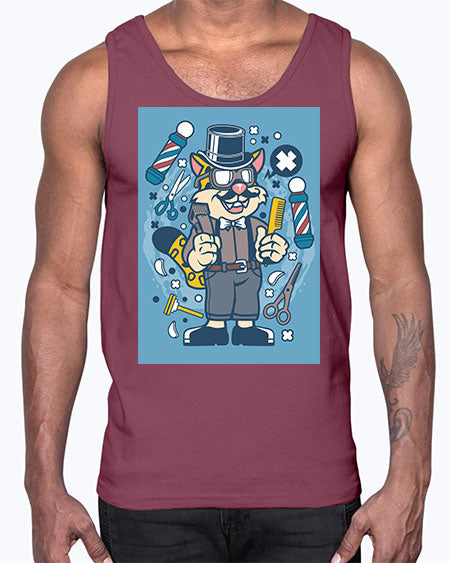 Hipster Barber Leopard835#- barber- Cotton Tank