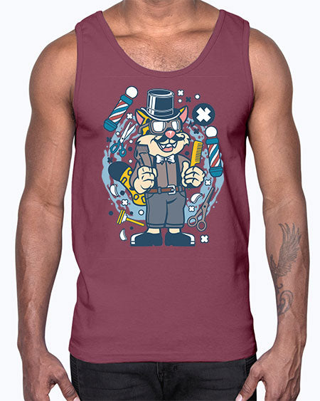 Hipster Barber Leopard836#- barber- Cotton Tank