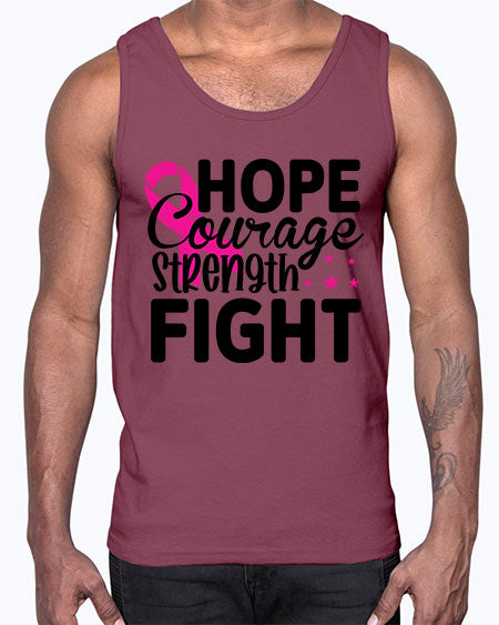 Hope Courage Strength Fight 21#- breast cancer- Cotton Tank