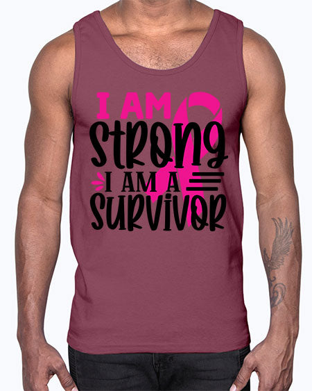 I Am Strong I Am a Survivor 19#- breast cancer- Cotton Tank