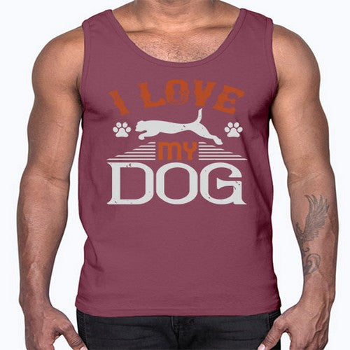 I Love My Dog Style 189#- dogs- Cotton Tank