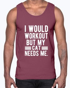 I would Workout- cats- Cotton Tank