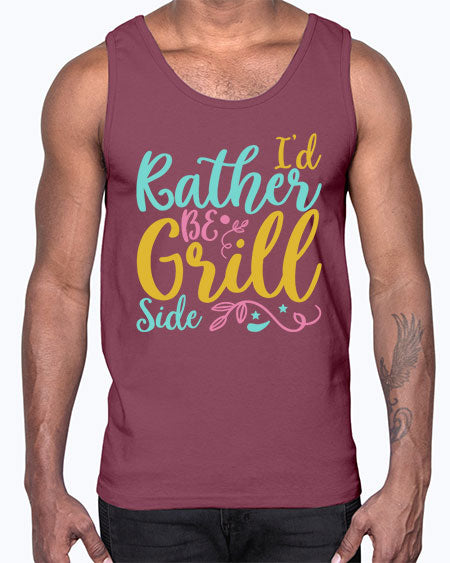 ID RATHER BE GRILL SIDE Style 62#- summer- Cotton Tank