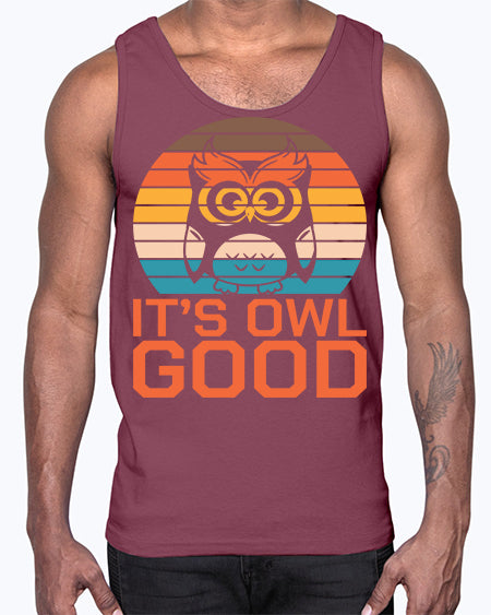 Its Owl Good Retro Owl A TurtleRabbit 10#- owl- Cotton Tank