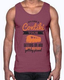 Its like a Contiki tour getting on and off buses getting pissed 3#- bus- Cotton Tank