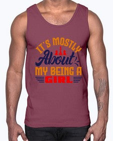 Its mostly about my being a girl 125#- chess- Cotton Tank