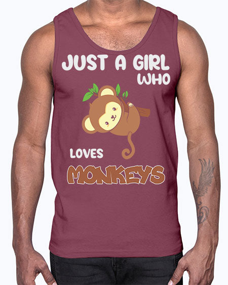 Just a Girl Who Loves 8#- monkey- Cotton Tank