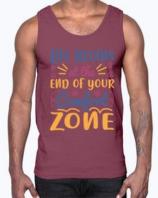 Life begins at the end of your comfort zone 475#- general school- Cotton Tank