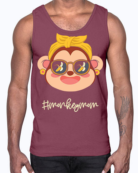 Monkey Mom Banana Glasses 16#- monkey- Cotton Tank