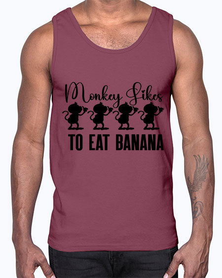 Monkey likes to eat banana - monkey- Cotton Tank