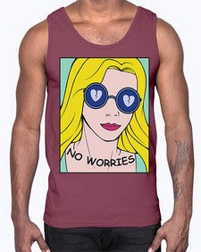 No Worries 956#- art pop art- Cotton Tank