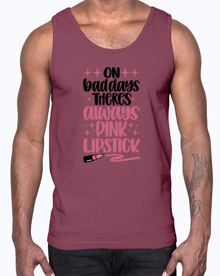 On Bad Days There∩s Always Pink Lipstick Style 33#-makeup Cotton Tank