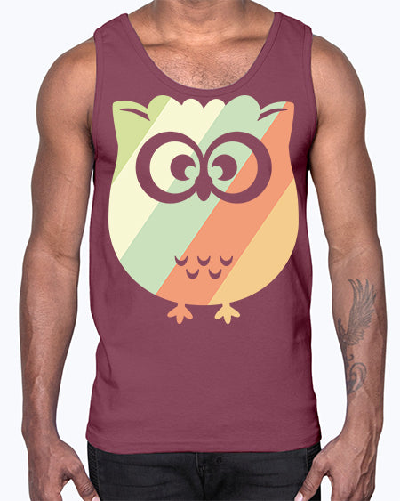 Owl Retro Style Vintage A TurtleRabbit 15#- owl- Cotton Tank