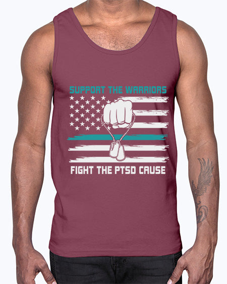 PTSD Awareness Military Teal Ribbon 11#- PTSD- Cotton Tank