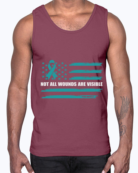 PTSD Awareness Not All Wounds 19#- PTSD- Cotton Tank