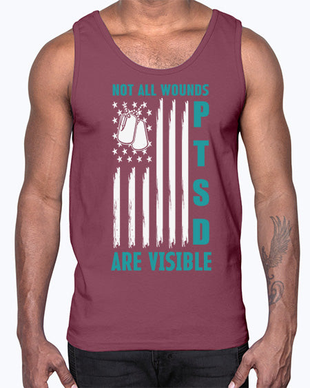 PTSD Awareness Not All Wounds 8#- PTSD- Cotton Tank