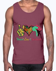 Peace Love Juneteenth Day Fist Png 8#- black juneteenth- Cotton Tank