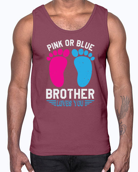 Pink or Blue brother loves you Style 185#- baby shower- Cotton Tank