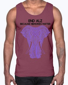 Purple Elephant Alzheimer Awareness 212#- alzheimers- Cotton Tank