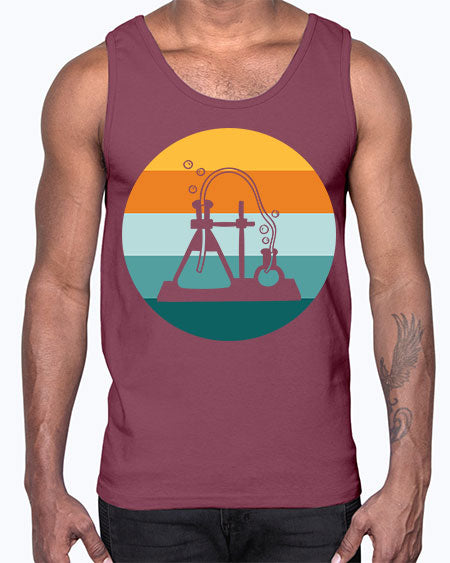 ScientistRetroSunsetScientistSkinite Scientist Skinite 39#- general science- Cotton Tank