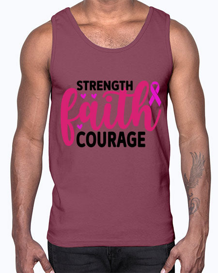 Strength Faith Courage 8#- breast cancer- Cotton Tank