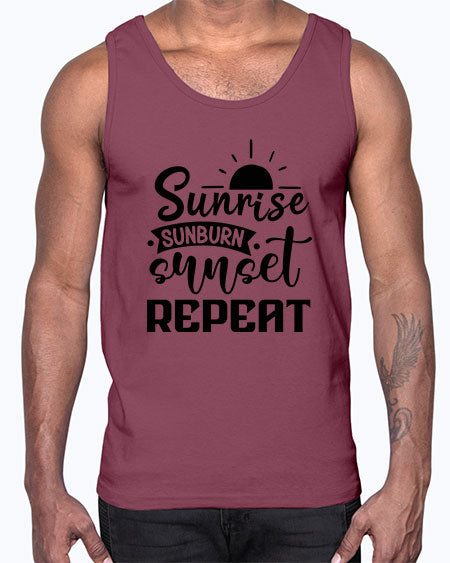 Sunrise sunburn sunset repeat 01#- summer- Cotton Tank