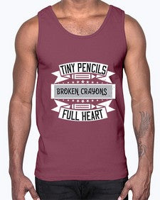Tiny pencils broken crayons full heart Style 1571#- teacher- Cotton Tank