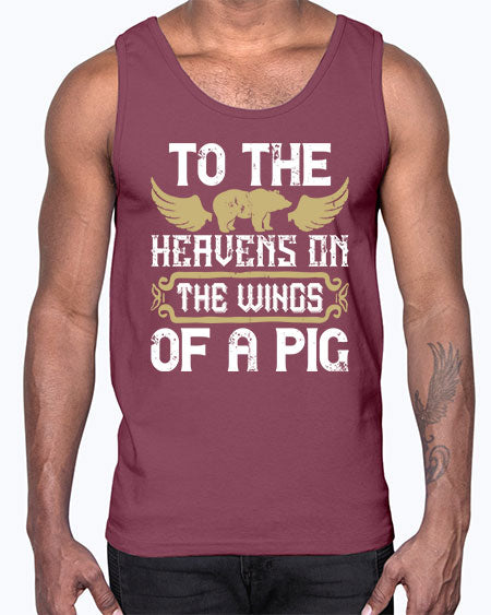 To the heavens on the wings of a pig Style 14#- pig- Cotton Tank