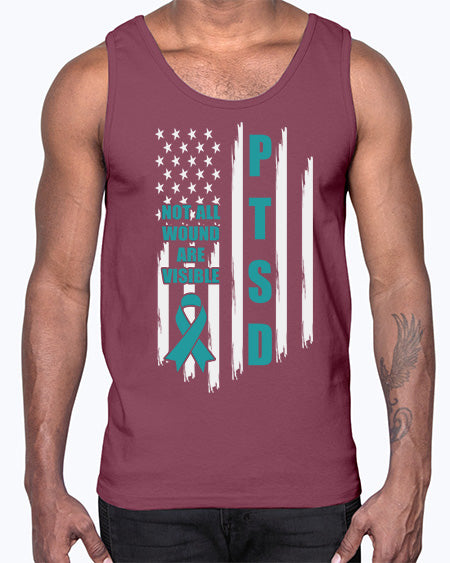Veteran Not All Wounds Are 5#- PTSD- Cotton Tank