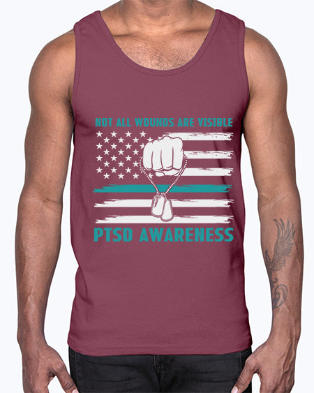 Veteran PTSD Not all wounds 4#- PTSD- Cotton Tank