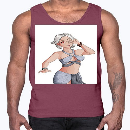 White hair girl wearing summer outfit 40#- anime- Cotton Tank