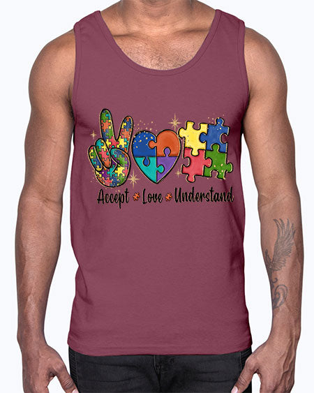 accept love understand 2#- autism- Cotton Tank