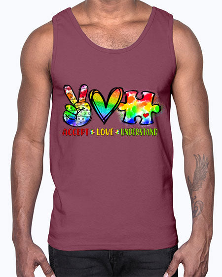 accept love understand- autism- Cotton Tank