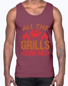 all the grills love me 17#- bbq- Cotton Tank