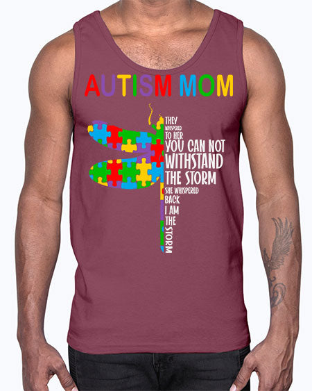 autism mom dragonfly puzzle pieces 47#- autism- Cotton Tank