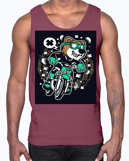 bear motocross rider 37#- bears - animals- Cotton Tank