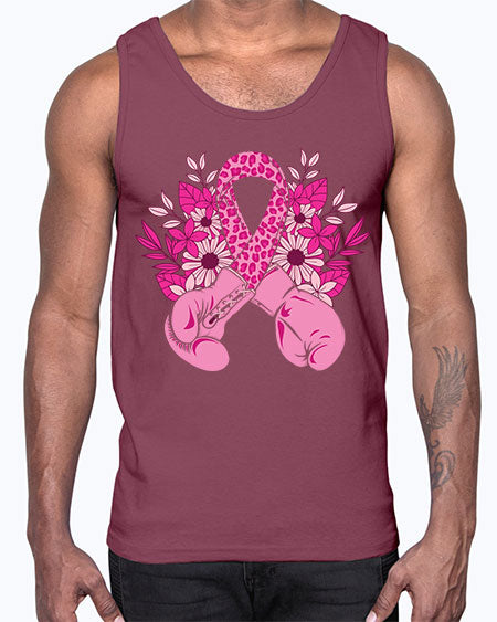 boxing gloves breast cancer- breast cancer- Cotton Tank