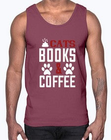 cats books and coffee Style 38#- cats- Cotton Tank