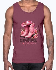 cowgirl valentine cupid valentine 352#- western- Cotton Tank