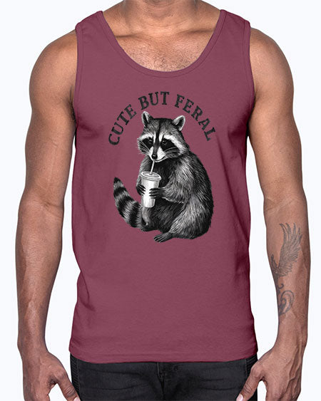 cute but feral 5#- raccoon- Cotton Tank
